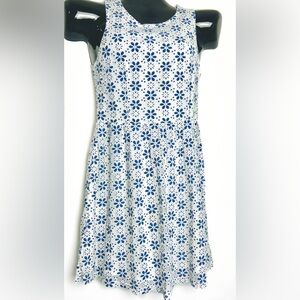 Elegant White and Blue Floral Mini Dress